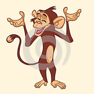 Cartoon cute monkey character. Vector illustration of funny chimpanzee.