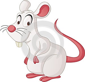 Cartoon cute mouse. Vector illustration of funny happy rat.