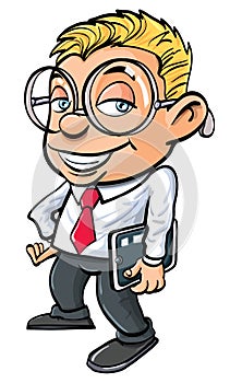 Cartoon cute nerdy office worker