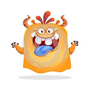 Cartoon cute orange ghost Monster. Design for print, party decoration, t-shirt, logo, emblem or stickers.