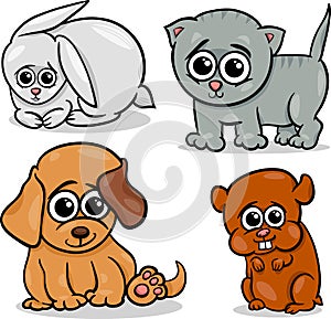 Cartoon cute pets animals set