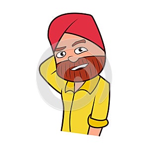 Cartoon Cute Punjabi Sardar Illustration