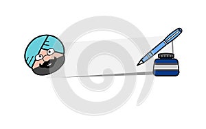 Cartoon Cute Sardar with banner and pen