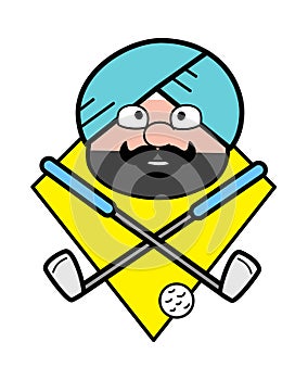 Cartoon Cute Sardar Golf Mascot