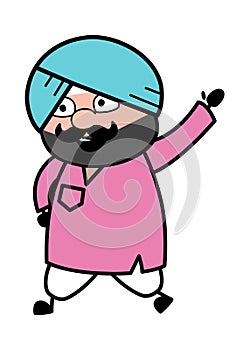 Cartoon Cute Sardar saying Hello