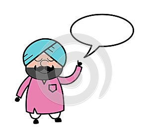 Cartoon Cute Sardar with Speech bubbble