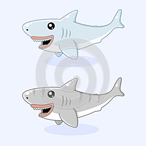 Cartoon cute shark mascot vector