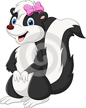 Cartoon cute skunk girl on white background