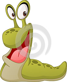 Cartoon cute slug. Vector illustration of funny happy animal.