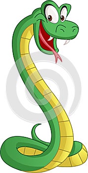 Cartoon cute snake. Vector illustration of funny happy animal.