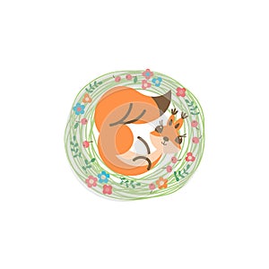 Cartoon cute squirrel. Little funny print. Vector illustration