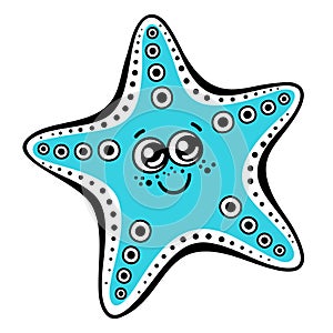cartoon cute starfish on white-1