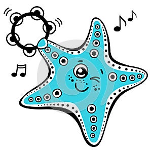 cartoon cute starfish on white-6