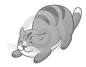 Cartoon cute stretching cat