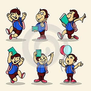 Cartoon cute students back to school