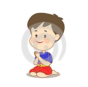 Cartoon Cute Thai Costume character.