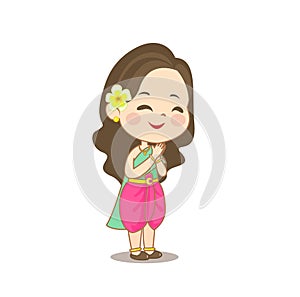 Cartoon Cute Thai Costume character.