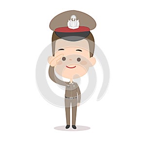 Cartoon cute Thai Police  character vector.