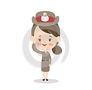 Cartoon cute Thai Police  character vector.