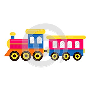 Cartoon cute train with railway carriage