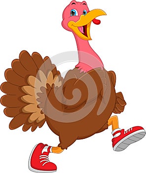 Cartoon cute turkey bird running