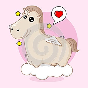 Cartoon cute unicorn horse mascot vector