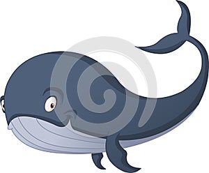 Cartoon cute whale. Vector illustration of funny happy animal.