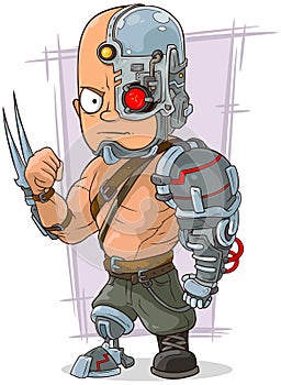 Cartoon cyborg with cool metal details