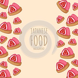 cartoon daifuku, japanese food frame border background