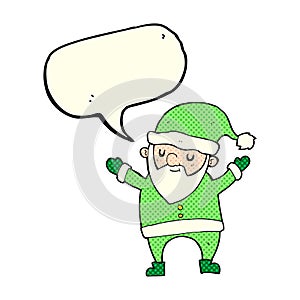 cartoon dancing santa with speech bubble