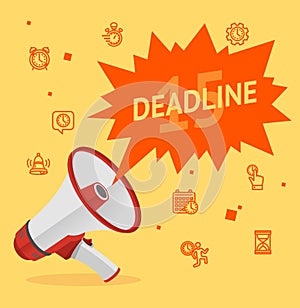 Cartoon Deadline Concept Banner Poster Card. Vector