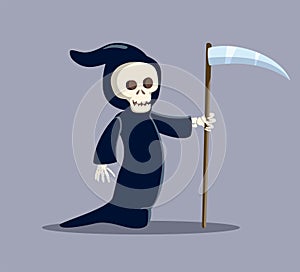 Cartoon Death Character Holding its Scythe Vector Illustration