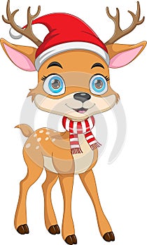 cartoon deer wearing a hat and scarf
