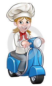 Cartoon Delivery Moped Scooter Chef