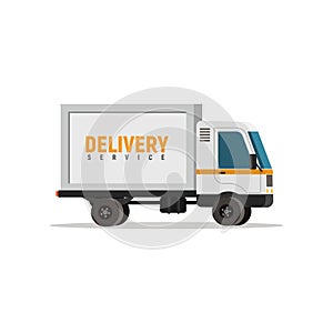 Cartoon delivery truck isolated vector object. Cargo auto on white background. Logistics icon