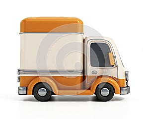 Cartoon delivery truck isolated on white background. 3D illustration