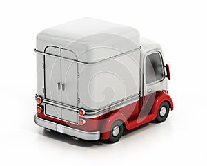 Cartoon delivery truck isolated on white background. 3D illustration