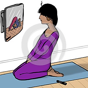 Despondent yoga woman photo