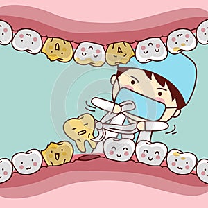 Cartoon dentist extraction tooth photo