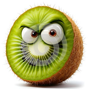 Angry Kiwi Fruit Face - Furious Cartoon Character Expression photo