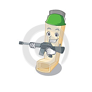 A cartoon design of asthma inhaler Army with machine gun