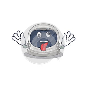 A cartoon design of astronaut helmet having a crazy face