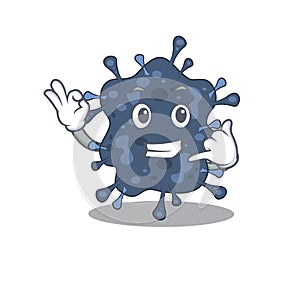 Cartoon design of bacteria neisseria with call me funny gesture