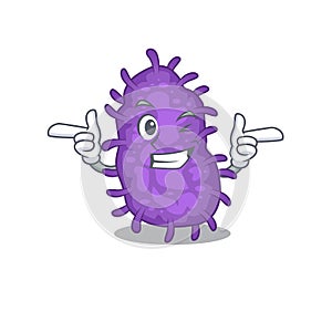Cartoon design concept of bacteria bacilli with funny wink eye