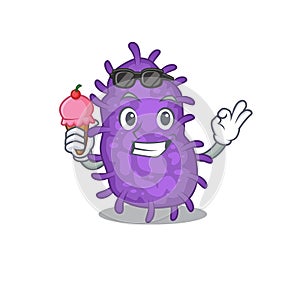 Cartoon design concept of bacteria bacilli having an ice cream