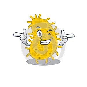 Cartoon design concept of bacteria spirillawith funny wink eye