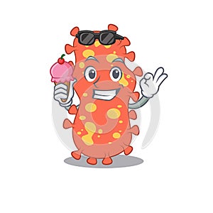 Cartoon design concept of bacteroides having an ice cream photo