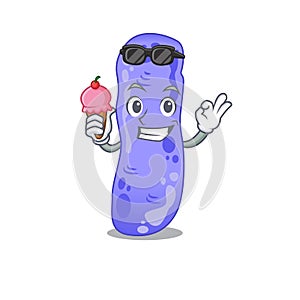 Cartoon design concept of legionella having an ice cream