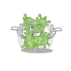 Cartoon design concept of salmonella enterica with funny wink eye photo