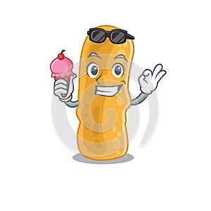 Cartoon design concept of shigella flexneri having an ice cream